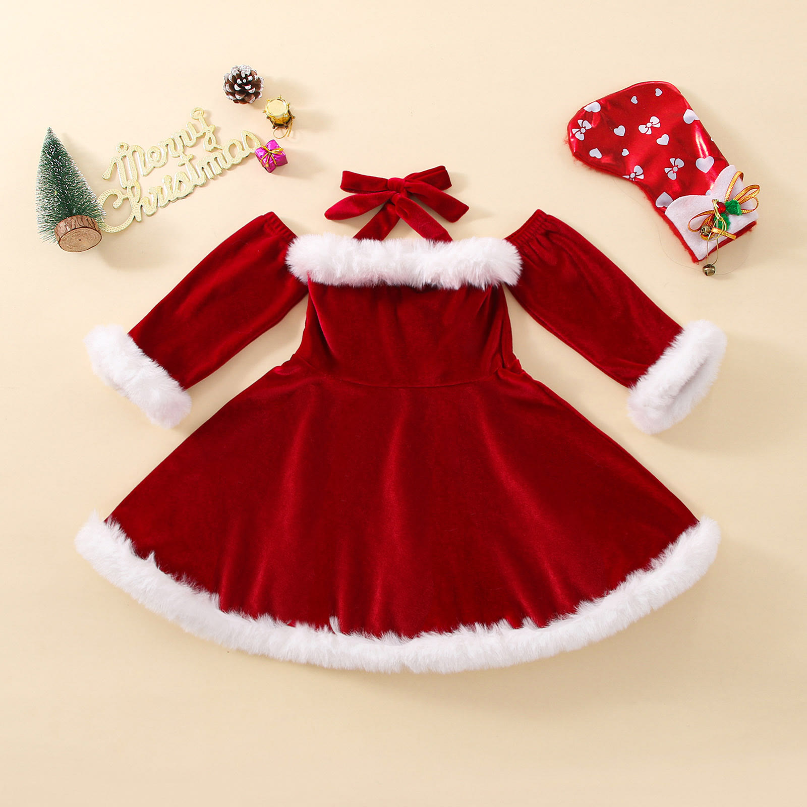 Toddler Girl Halter Red Christmas Dress