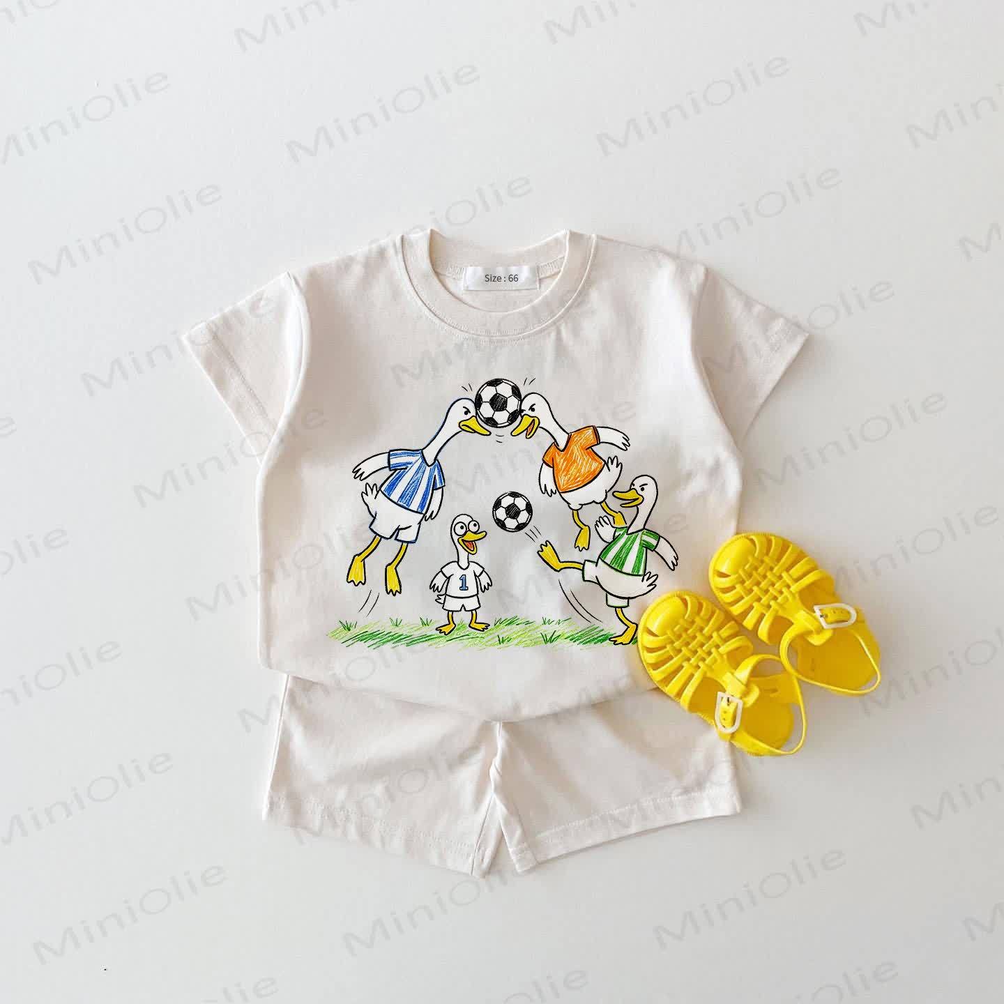 Baby Soccer Duck White Tee and Shorts 2-piece Set - White - 18-24M - image 1