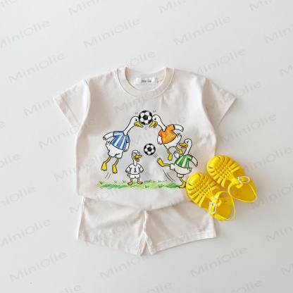 Baby Soccer Duck White Tee and Shorts 2-piece Set - White - 18-24M - image 1