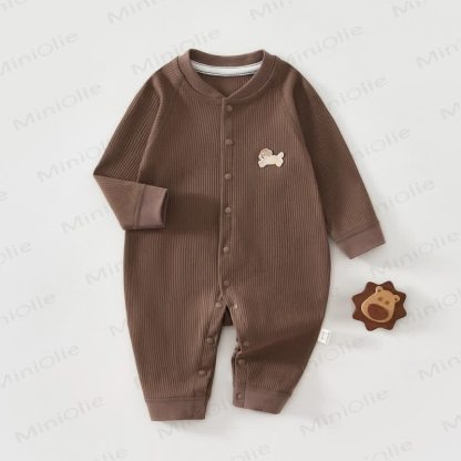  Baby Cartoon Bell Puppy Pajamas Romper - Brown - 18-24M - image 5