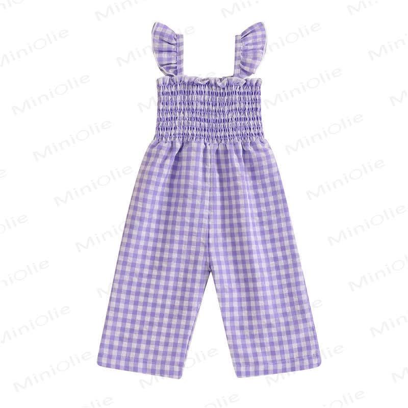 Baby Toddler Plaid Flutter Sleeves Romper - Purple - 3-4T - image 11