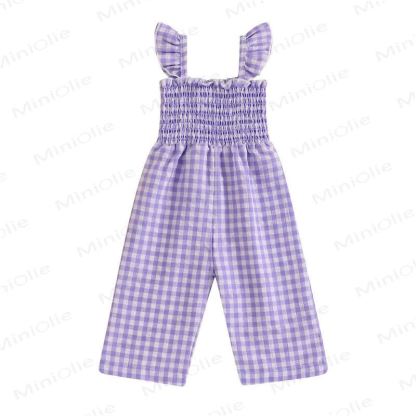 Baby Toddler Plaid Flutter Sleeves Romper - Purple - 3-4T - image 11
