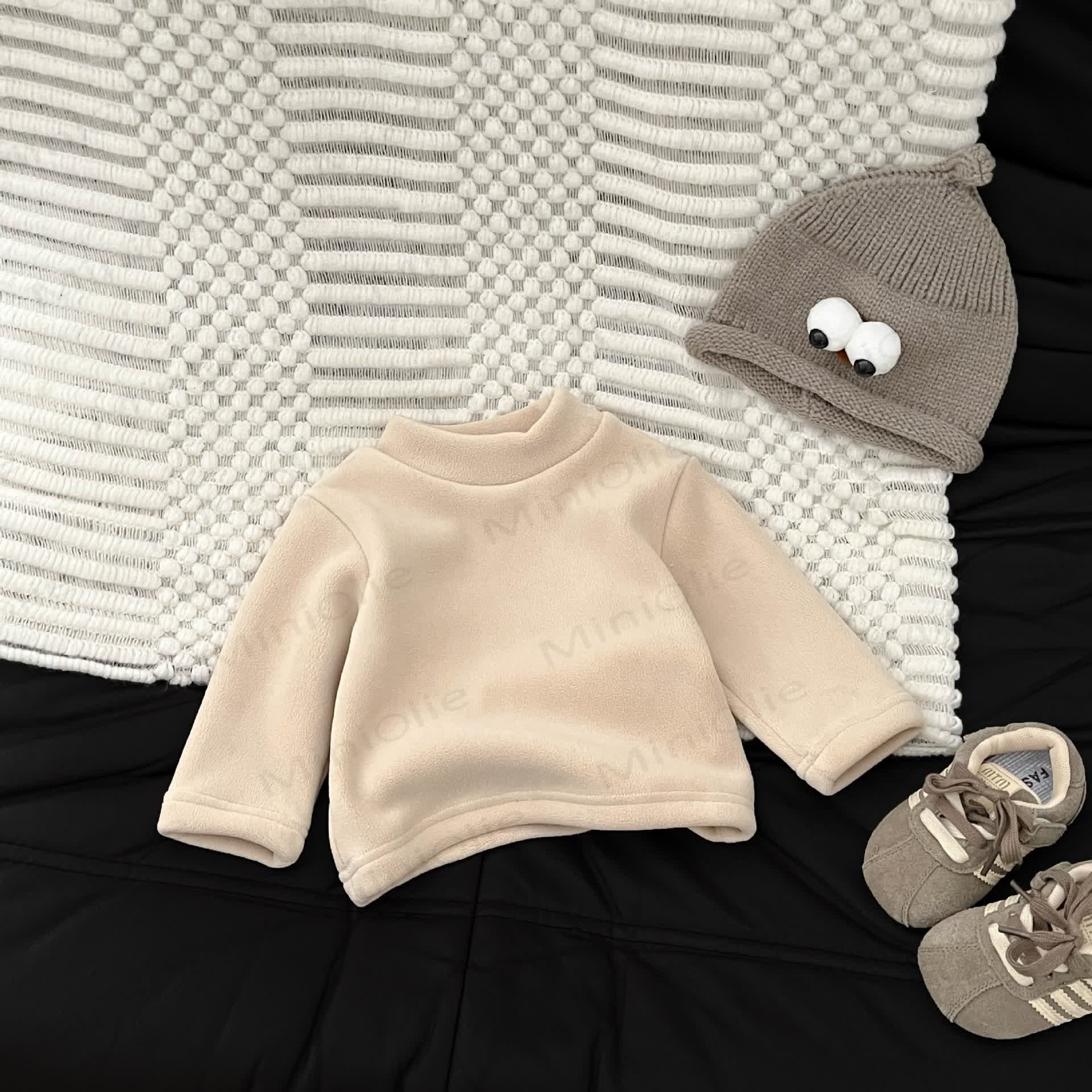 Baby Solid Color Fleece T-shirt - Apricot - 3-5T - image 4