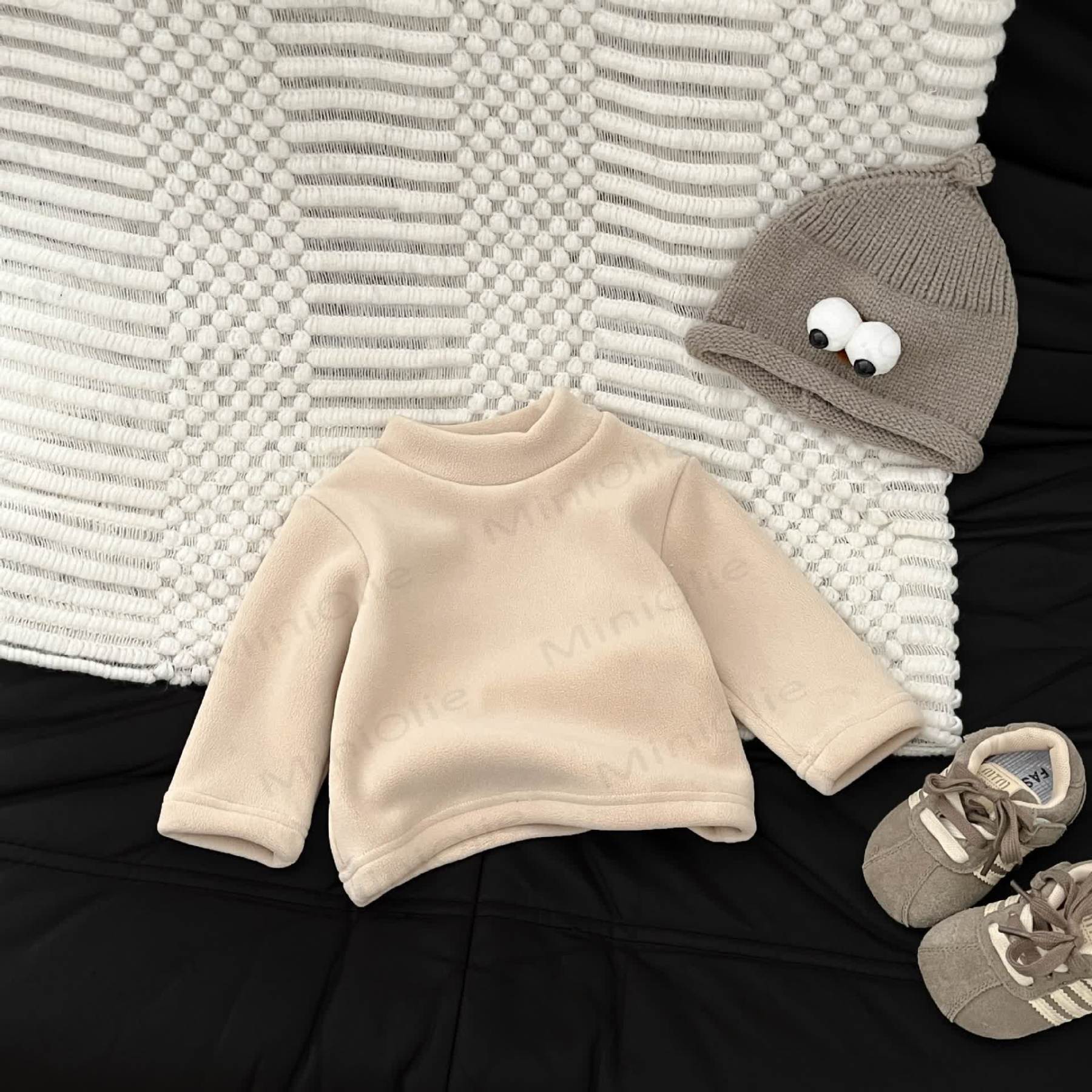 Baby Solid Color Fleece T-shirt - Apricot - 3-5T - image 4