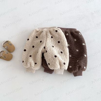 Baby Toddler Girl Dot Fleece Jogger Pants - image 4