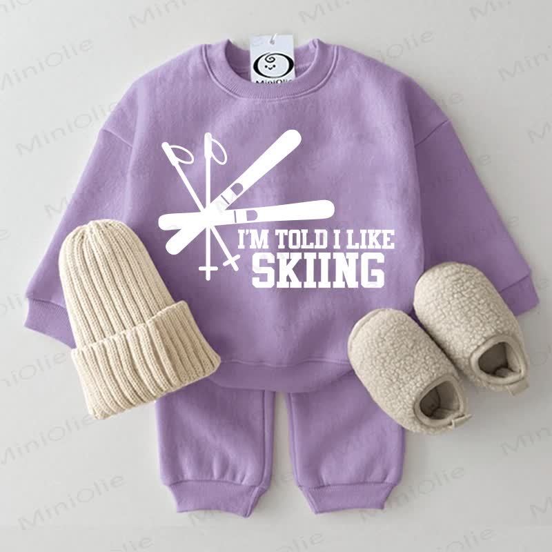 I'M TOLD I LIKE SKIING Baby Sweatsuit 2-piece Set - Purple - 2-3T - image 6