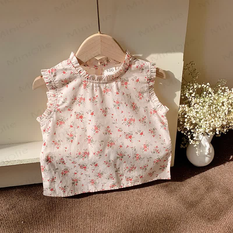 Kid Girl Roses Printed Tank Top - Light Pink - 10Y - image 13