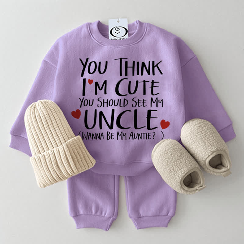 YOU THINK I'M CUTE YOU SHOULD SEE MY UNCLE WANNA BE MY AUNTIE Baby 2-piece Set - Purple - 2-3T - image 6