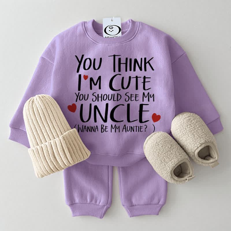 YOU THINK I'M CUTE YOU SHOULD SEE MY UNCLE WANNA BE MY AUNTIE Baby 2-piece Set - Purple - 2-3T - image 6