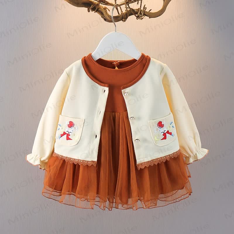 Baby Toddler Girl Color Block 2-Piece Dress Set - image 3