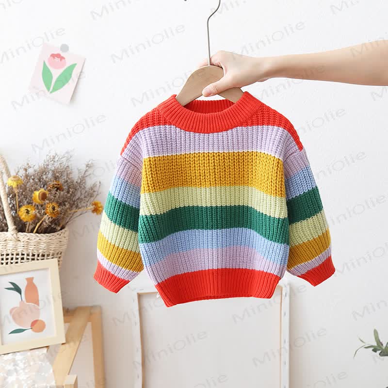 Toddler Rainbow Striped Sweater - Red - 5-7T - image 6