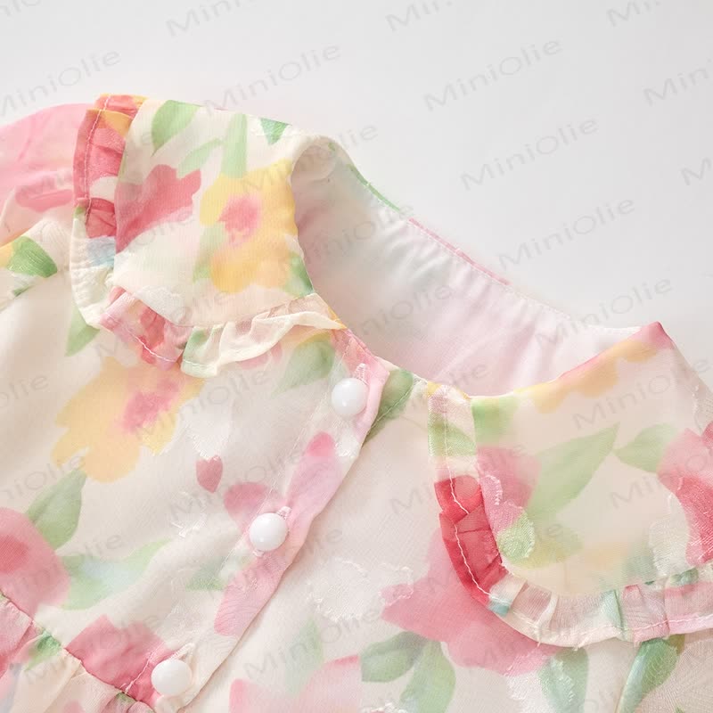 Toddler French Flower Beige Lapels Dress - image 10