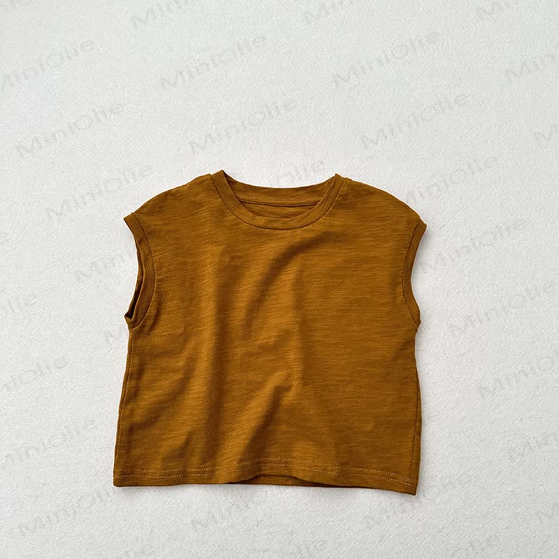 Toddler Solid Color Tank Top T-shirt - Camel - 7-9T - image 13