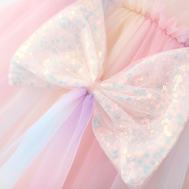Toddler Glitter Bow Mesh Charming Dress - image 7