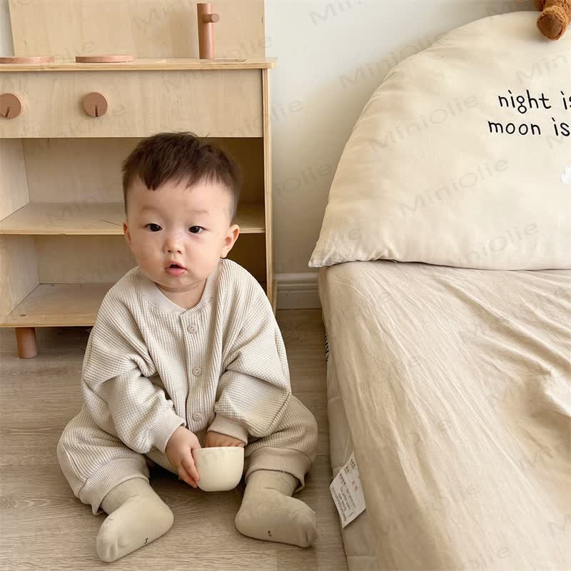 Baby Neutral Solid Color Casual Romper  - image 10