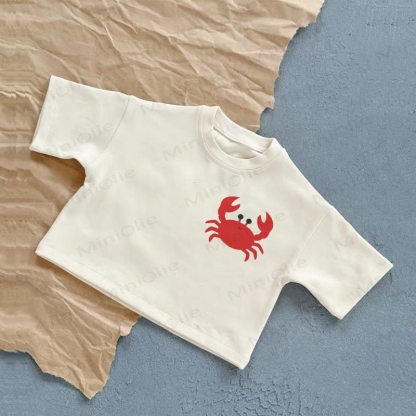 Baby White Crab Print Casual T-Shirt - White - 2-3T - image 1