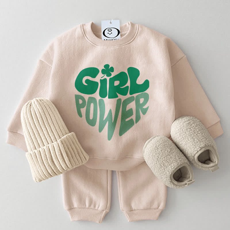 GIRL POWER Baby 2-Piece Casual Set - Beige - 2-3T - image 2