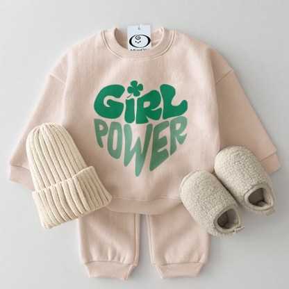 GIRL POWER Baby 2-Piece Casual Set - Beige - 2-3T - image 2
