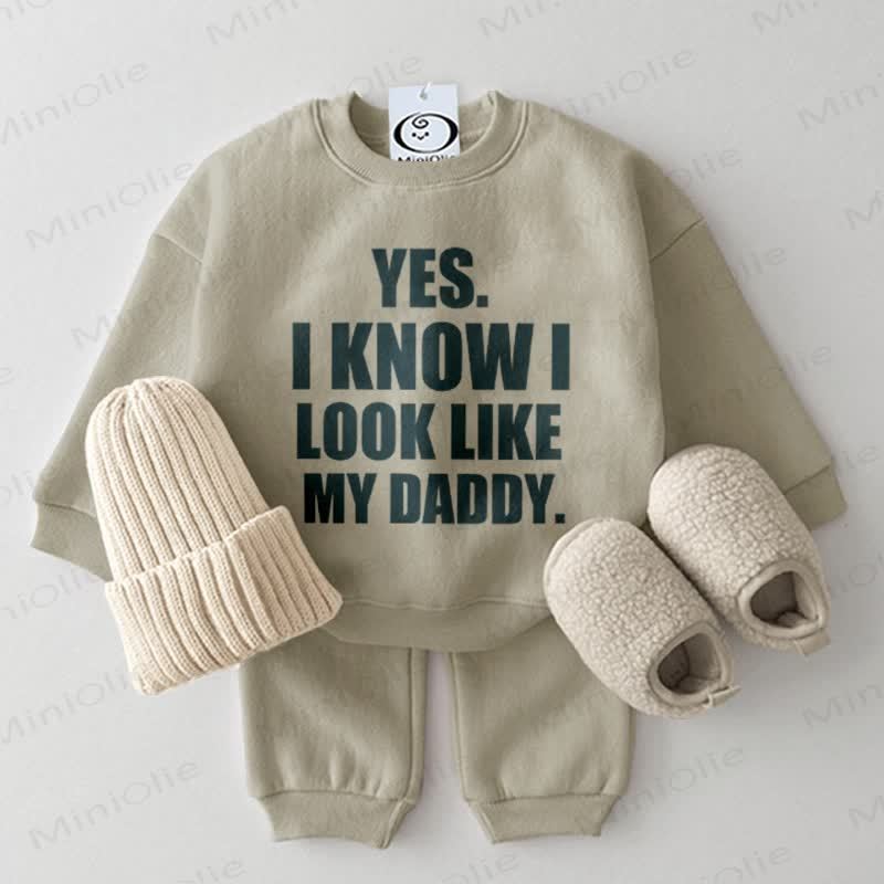 DADDY/LOOK LIKE MY DADDY Daddy and Me Sweatshirt/Set - Grey Green - Baby Set: 2-3T - image 2