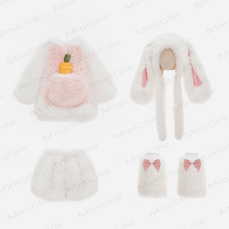 Toddler Bunny Fluffy 4-Pieces Set - White - 8-9T - image 1