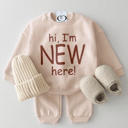 HI, I'M NEW HERE! Baby 2-Piece Set - Beige - 2-3T - image 1