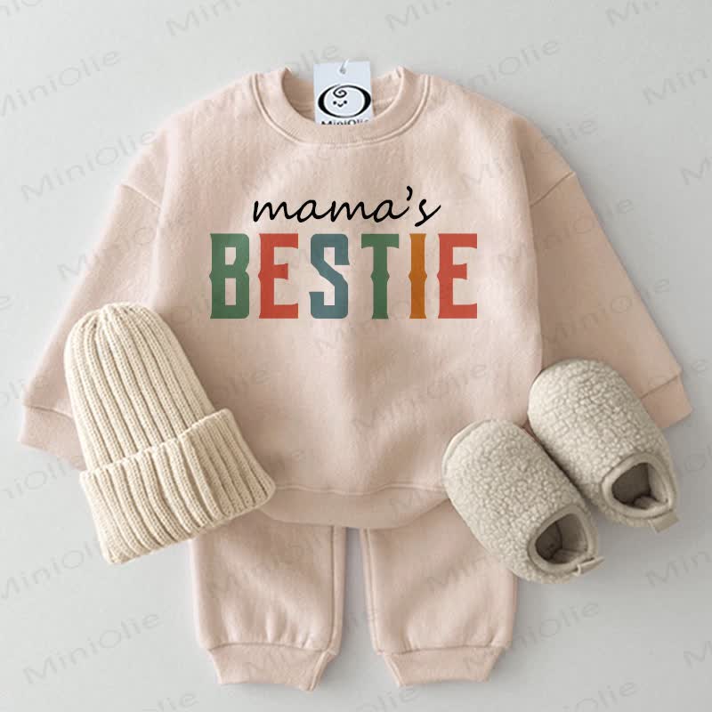 MAMA/MAMA'S BESTIE Mommy and Me Sweatshirt/Set - Beige - Baby Set: 2-3T - image 2