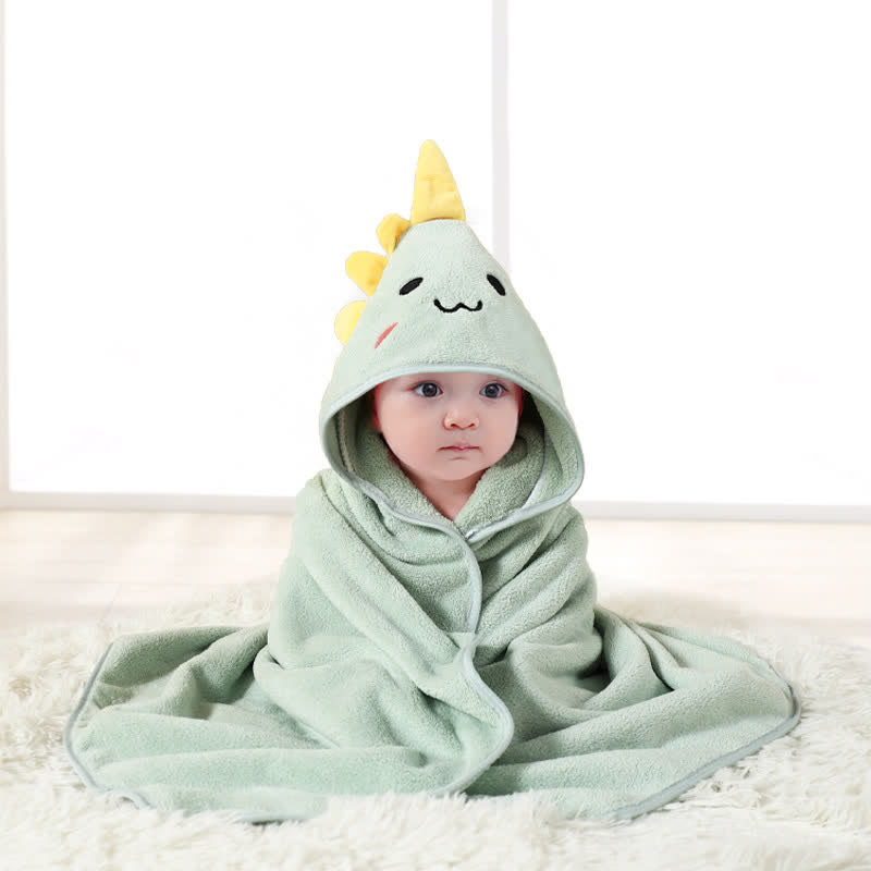Baby Dinosaur Bathrobe Hooded Towels - Green - 80x80cm - image 1