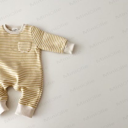 Baby Round Neck Striped Romper - image 4