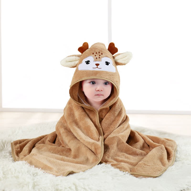 Baby Elk Bathrobe Hooded Towels - Brown - 80x80cm - image 1