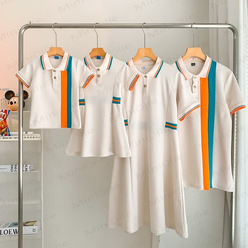 Family Matching Apricot Polo T-shirt Dress - Apricot - Mom: XL - image 1