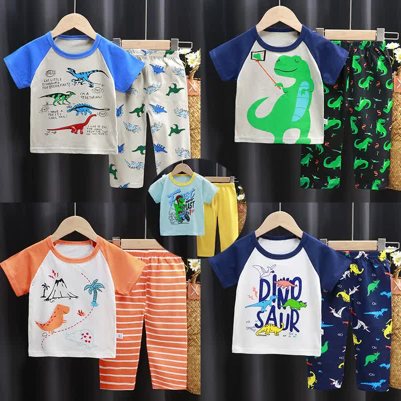 Toddler 2-Piece Dinosaur Slogan Pajamas Set