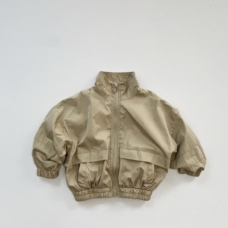 Toddler Boy Retro Stand Collar Jacket - Khaki - 7-9T - image 2