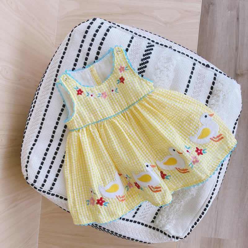 Toddler Girl Duck Yellow Plaid Dress