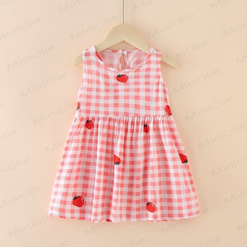 Toddler Multicolor Heart Plaid Sleeveless Dress - Pink - 7-9T - image 2