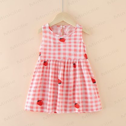 Toddler Multicolor Heart Plaid Sleeveless Dress - Pink - 7-9T - image 2