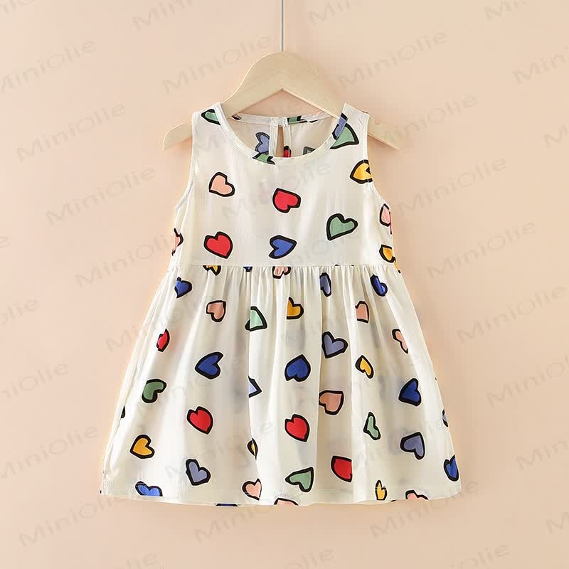 Toddler Multicolor Heart Plaid Sleeveless Dress - White - 7-9T - image 1