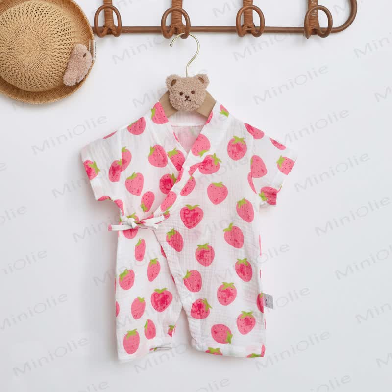 Baby Kimono Romper - Pink Strawberry - 18-24M - image 2