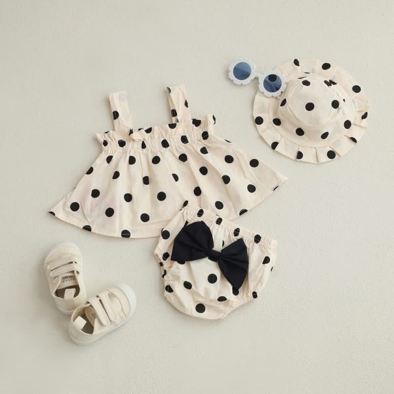 Baby Dot Camisole Bowknot Shorts with Hat – MiniOlie