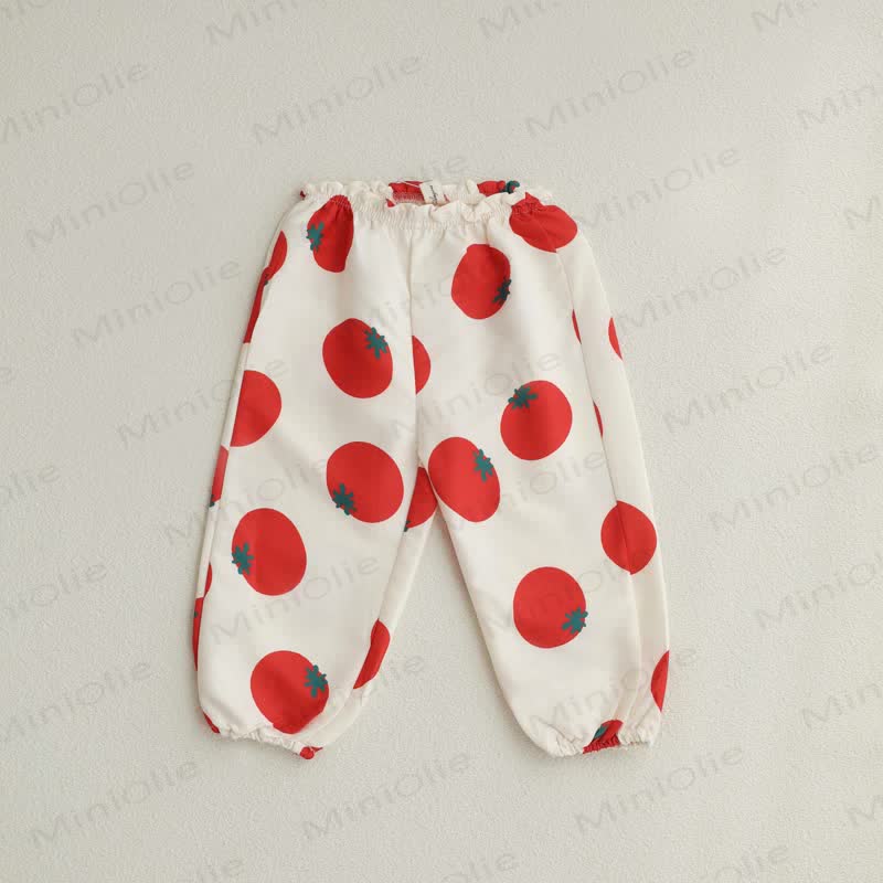 Toddler Tomato Dots Flower Plaid Pants - Tomato - 7-9T - image 8