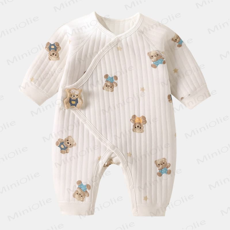  Baby Star Bear Kimono Romper - White - 3-6M - image 1