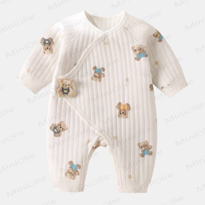  Baby Star Bear Kimono Romper - White - 3-6M - image 1