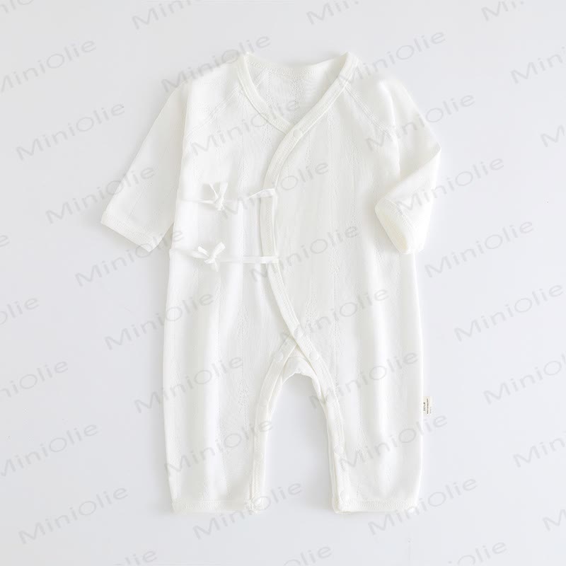  Baby Simple Solid Color Kimono Romper - White - 3-6M - image 2