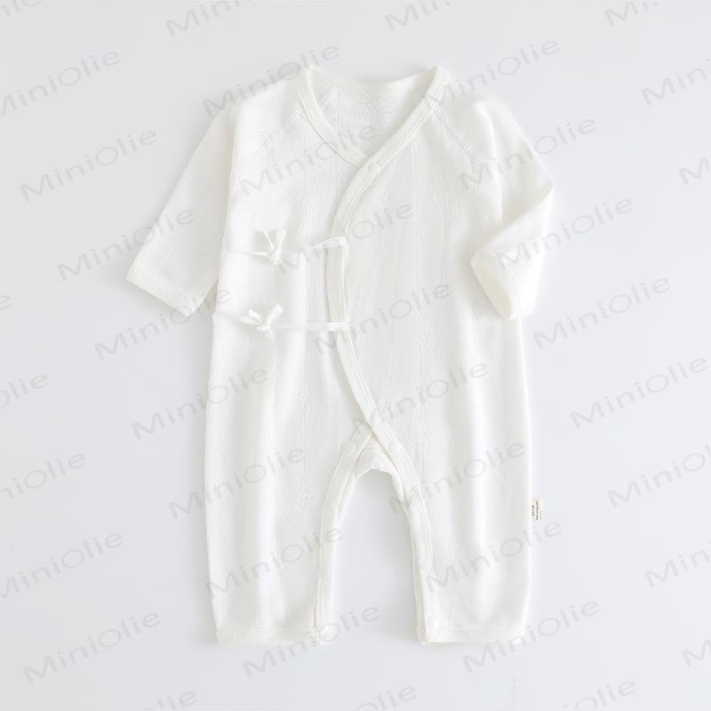  Baby Simple Solid Color Kimono Romper - White - 3-6M - image 2