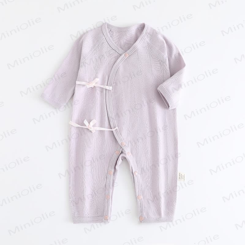  Baby Simple Solid Color Kimono Romper - Purple - 3-6M - image 1