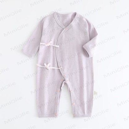  Baby Simple Solid Color Kimono Romper - Purple - 3-6M - image 1