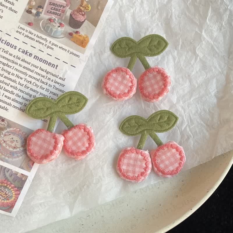 Baby Plaid Fruit Pink Hair Clips - image 4