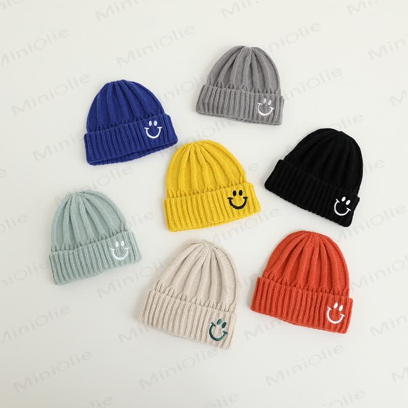 Baby Embroidered Smile Knitted Beanie - image 1