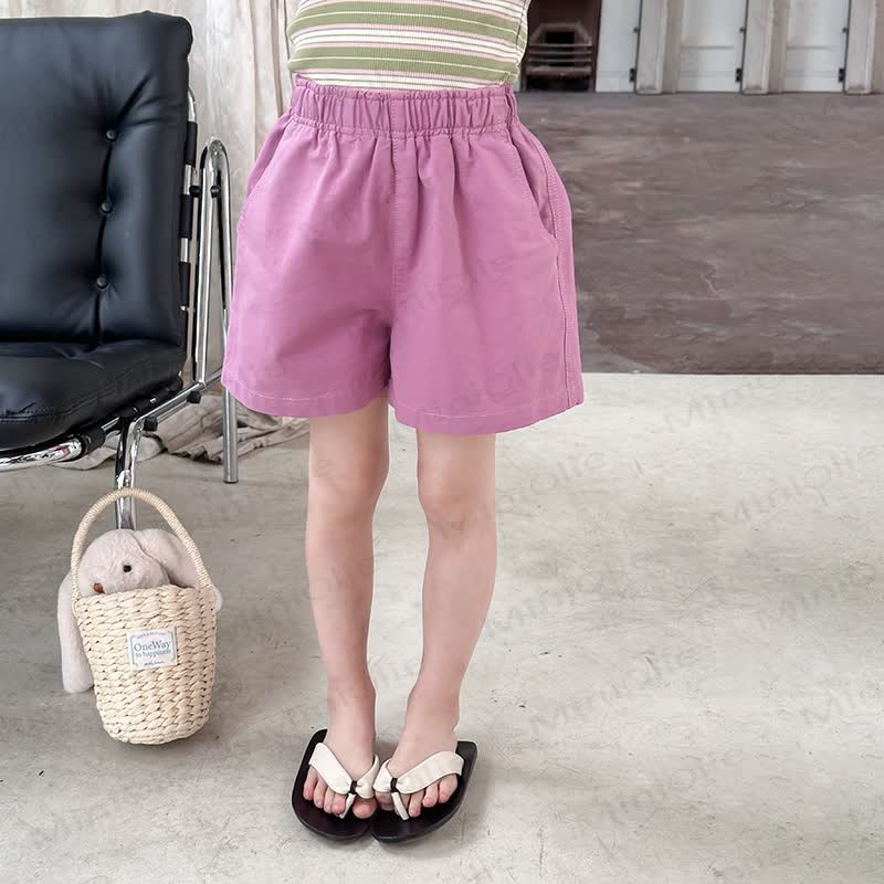 Kid Girl Solid Color Shorts  - Purple - 12Y - image 7