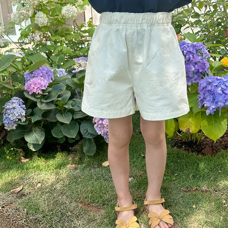 Kid Girl Solid Color Shorts  - White - 12Y - image 4