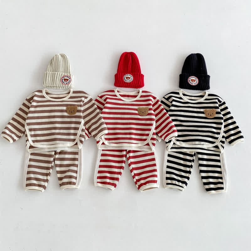 Baby 2-Piece Bear Striped Sweatsuit Set